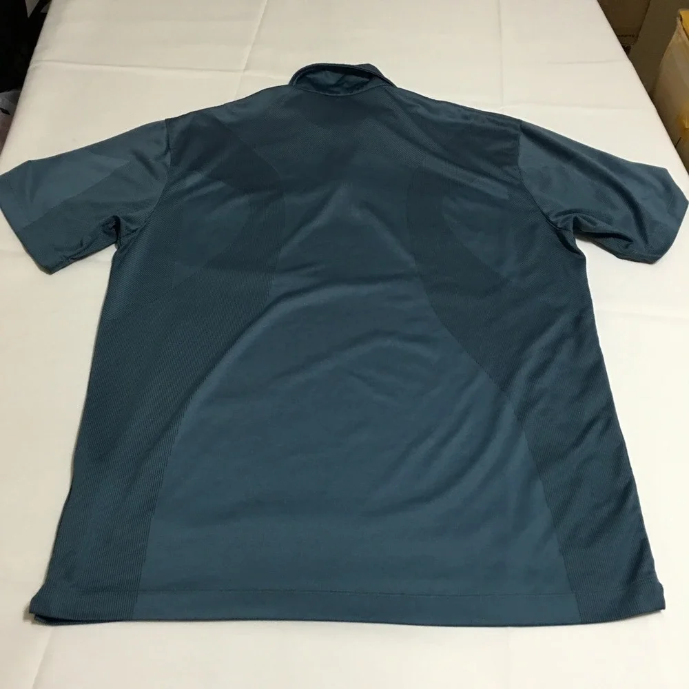 Nike Golf Polo Shirt Mens Large Blue Short Sleeve 1/4 Zip Dri-FIT Performance